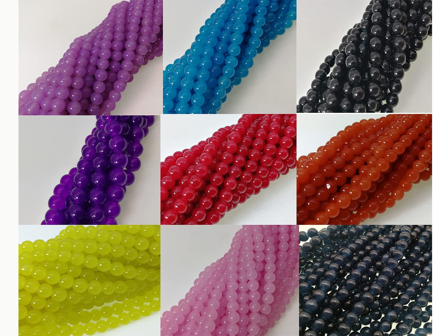 Pamir Tong 1000PCS 8mm Glass Round Beads Bulk， Imitative Jade Beads, Bracelet Loose Beads for Jewelry Making Earring, Necklaces, and DIY Crafts