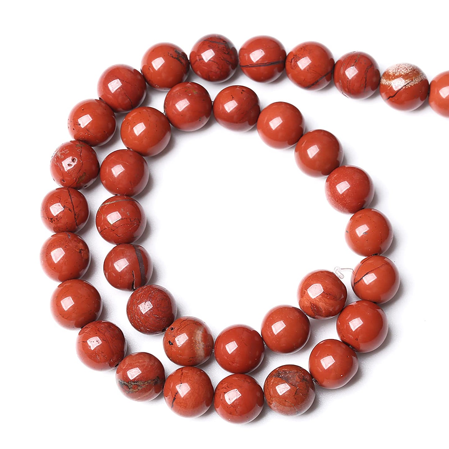 8MM 45PCS Natural Stone Chinese Red Jaspers Spacer Beads for Jewelry Making DIY Bracelet