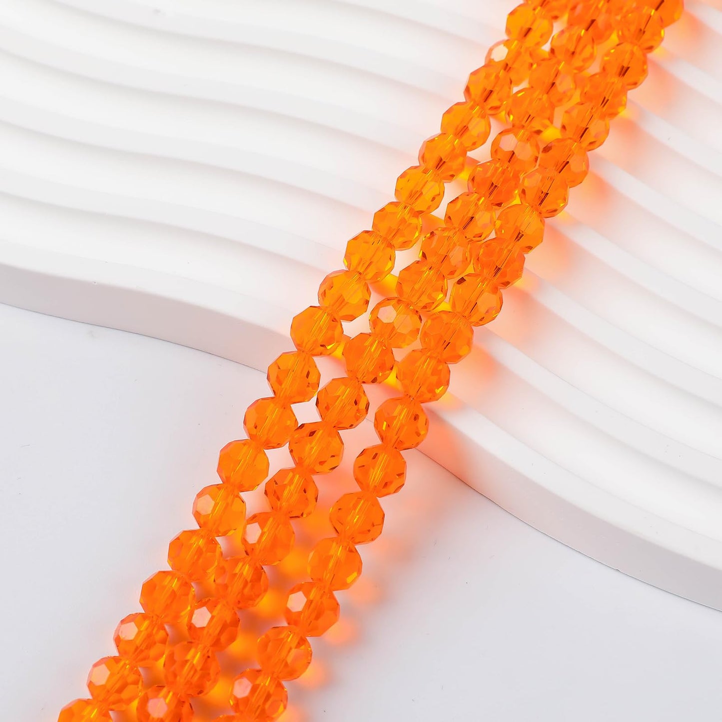 Novborcz 200PCS Orange Round Glass Beads, 8MM Faceted Rondelle Beads for Jewelry Making, DIY Crystal Beads for Bracelets Necklace Pendants