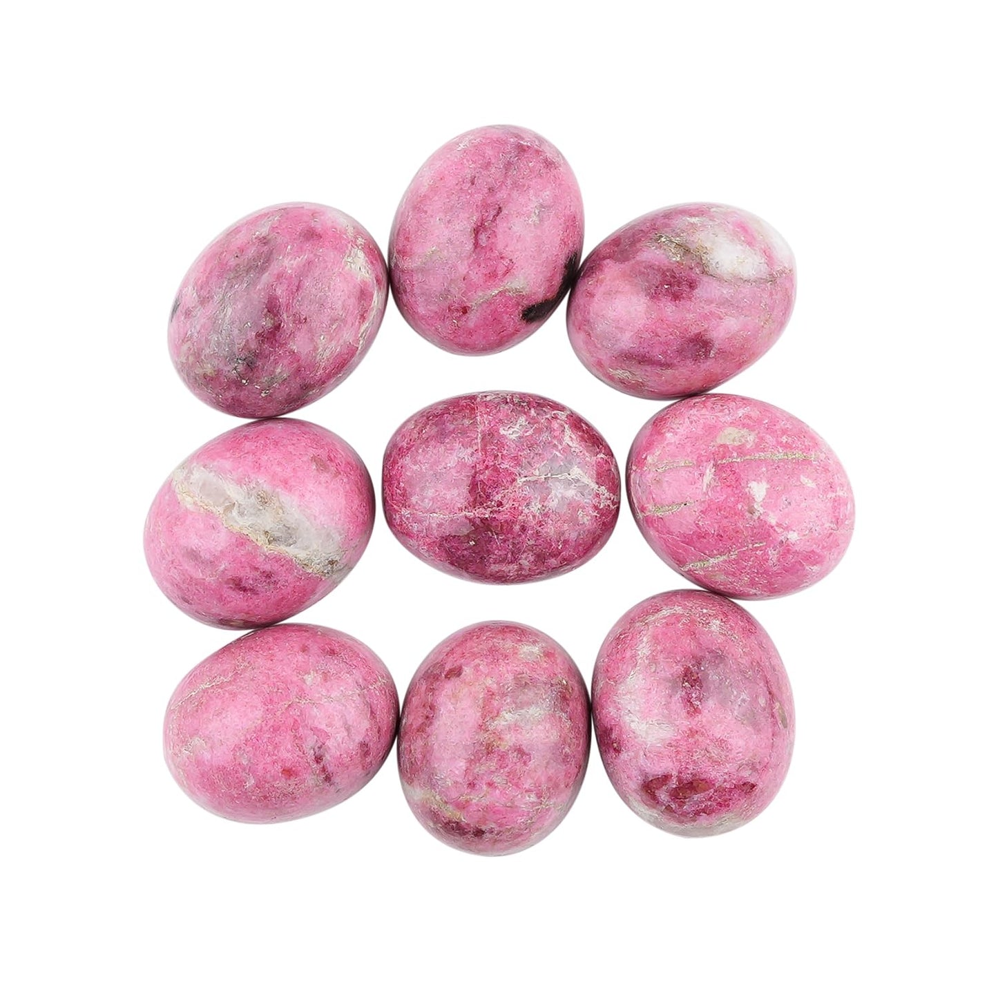 ColouredRocks (10 pcs. THULITE, Oval Shape, Natural Cabochon Crystals, Loose Gemstone, Wholesale Polished Supply, Jewelry Making, DIY Craft, Gem Collection (8x10mm approx.)