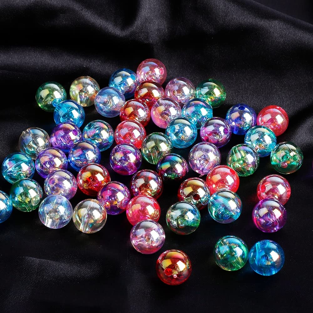 300 Pcs 8mm Acrylic Round Beads AB Colors Round Spacer Beads for Earring Bracelet Necklace Key Chains Jewelry DIY Craft Making(Clear AB)