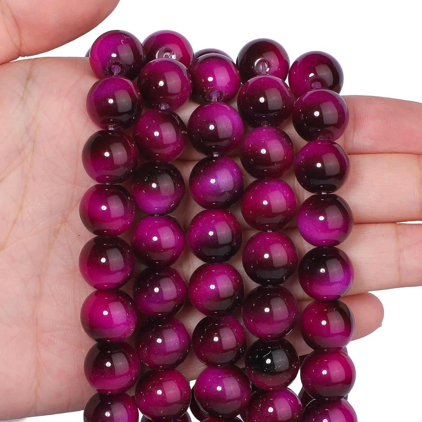 Song Xi 28PCS 12mm Rose Pink Tiger Eye Gemstone Beads for Jewelry Making, Round Smooth Glass Beads for DIY Bracelet Necklace Earring Keychain, Arts and Crafts, for Christmas Wedding Birthday