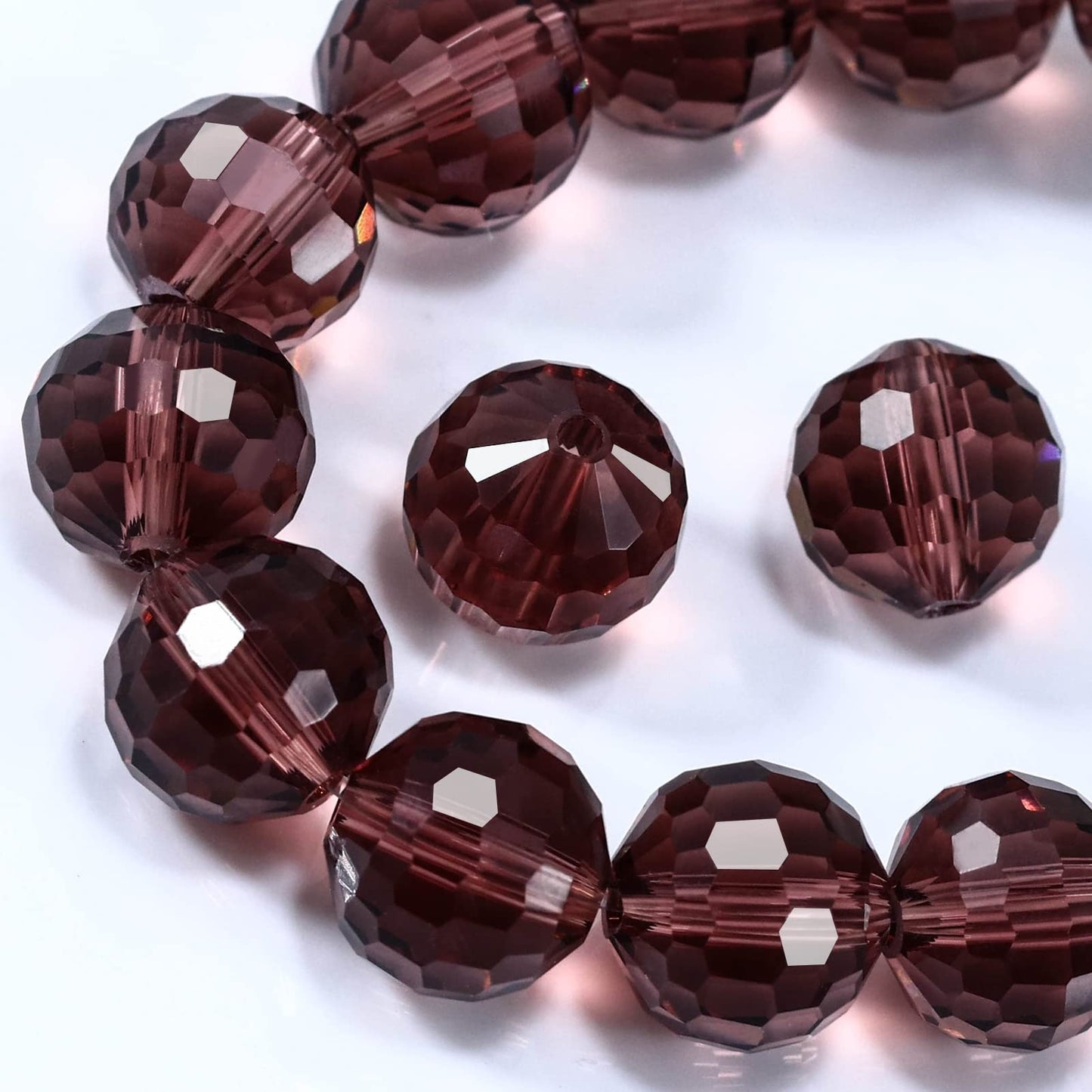 Dowarm 100PCS 8MM Crystal Glass Beads for Jewelry Making, Purple Faceted Crystal Beads for Crafts Bracelet Wind Chimes Suncatcher, #5003 Rondelle Spacer Beads, Loose Gemstones