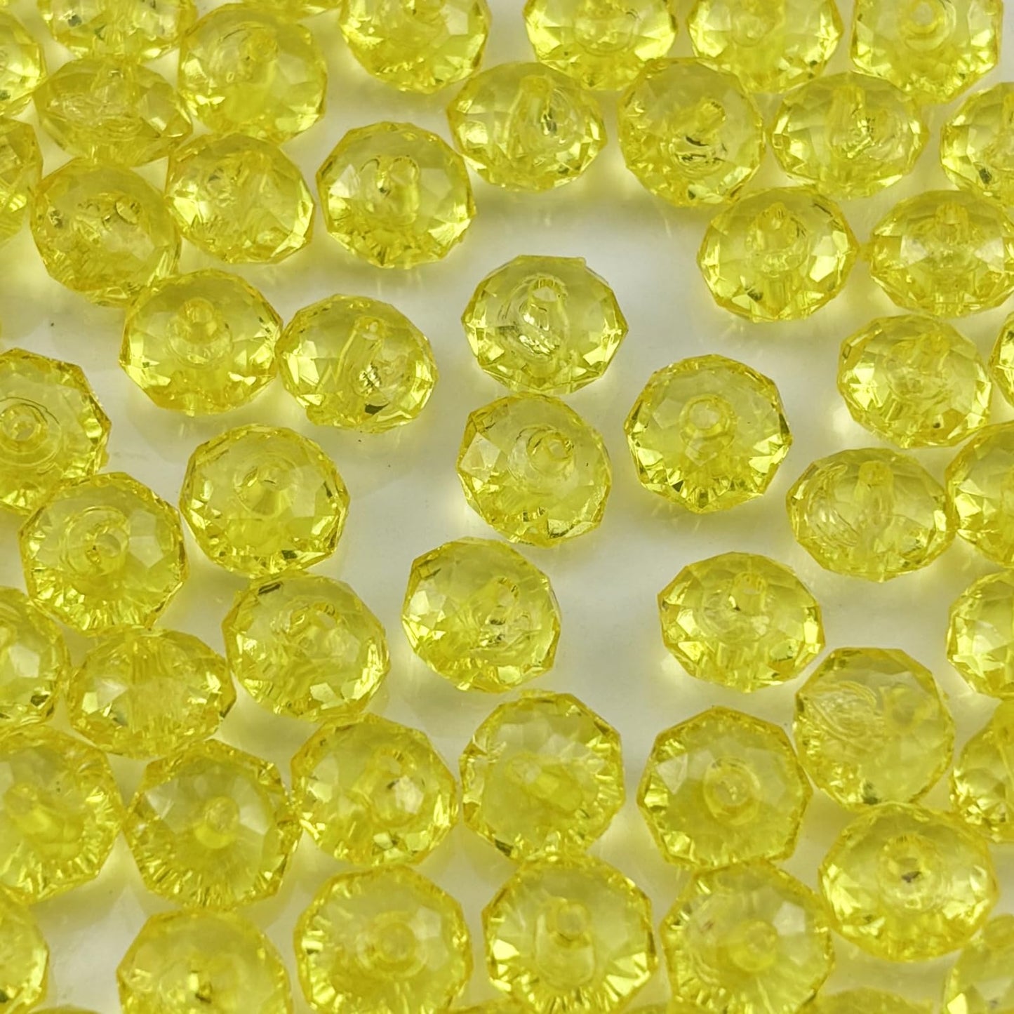 YHYPOCI 400pcs 8mm Acrylic Crystal Beads, Faceted Rondelle Acrylic Spacer Beads for Wind Chimes Bracelet Necklace Earring Keychain Jewelry Making DIY Crafts(Lemon Yellow)