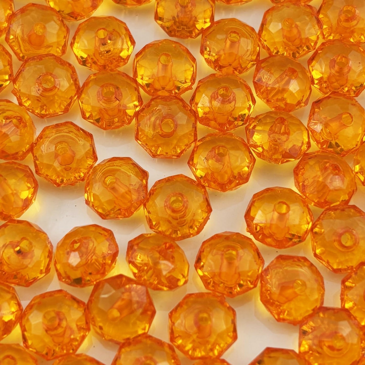 YHYPOCI 200pcs 10mm Acrylic Crystal Beads, Faceted Rondelle Acrylic Spacer Beads for Wind Chimes Bracelet Necklace Earring Keychain Jewelry Making DIY Crafts(Orange)