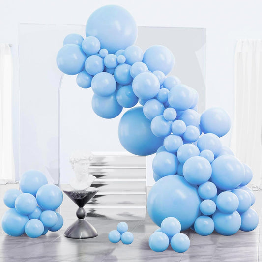 PartyWoo Light Blue Balloon Arch Kit - 85 Pcs in Various Sizes for Baby Showers & Birthdays | Aqua Blue Decor