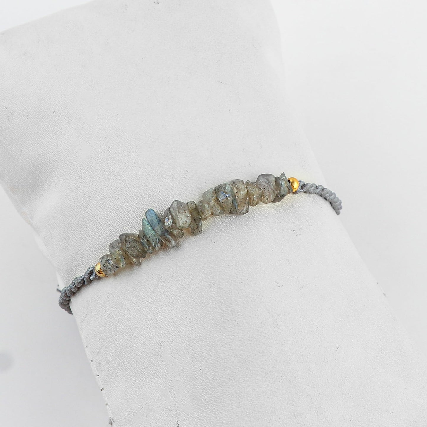 TGH Labradorite Chips Braided Bracelet – Handmade Adjustable Gemstone Jewelry – Natural Crystals for Intuition Protection & Transformation Christmas Gift (Labradorite)