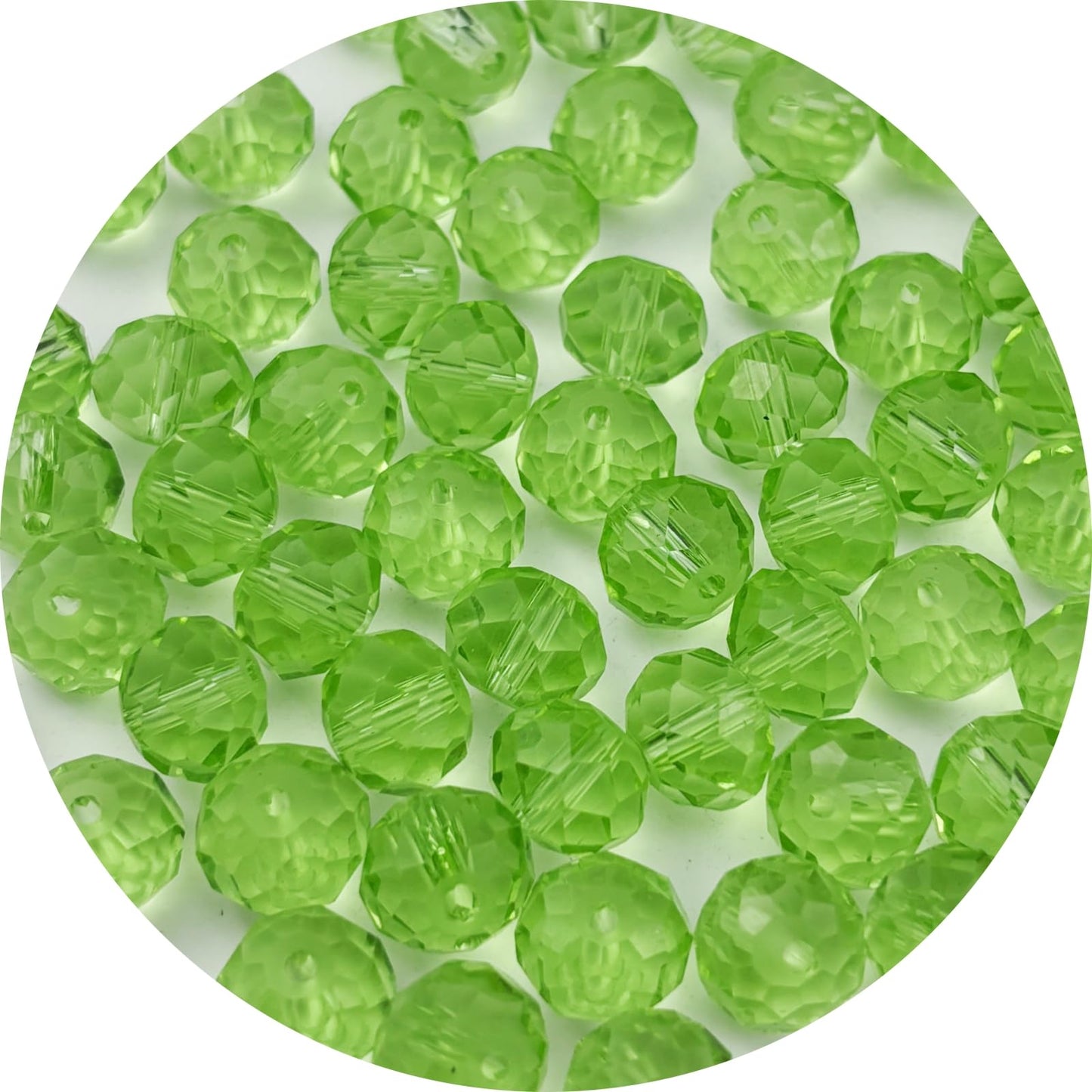 YUEXIGO 60pcs 10mm Crystal Glass Beads for Jewelry Making, Faceted Rondelle Glass Spacer Beads for Wind Chimes Bracelet Earring Necklace DIY Craft(Light Green)