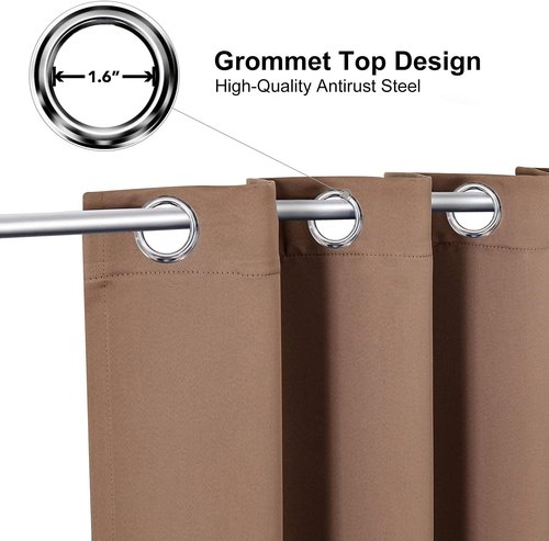 ChrisDowa Blackout Curtains - Thermal Insulated Room Darkening Panels, 48 Inch Long, Cappuccino (Set of 2)