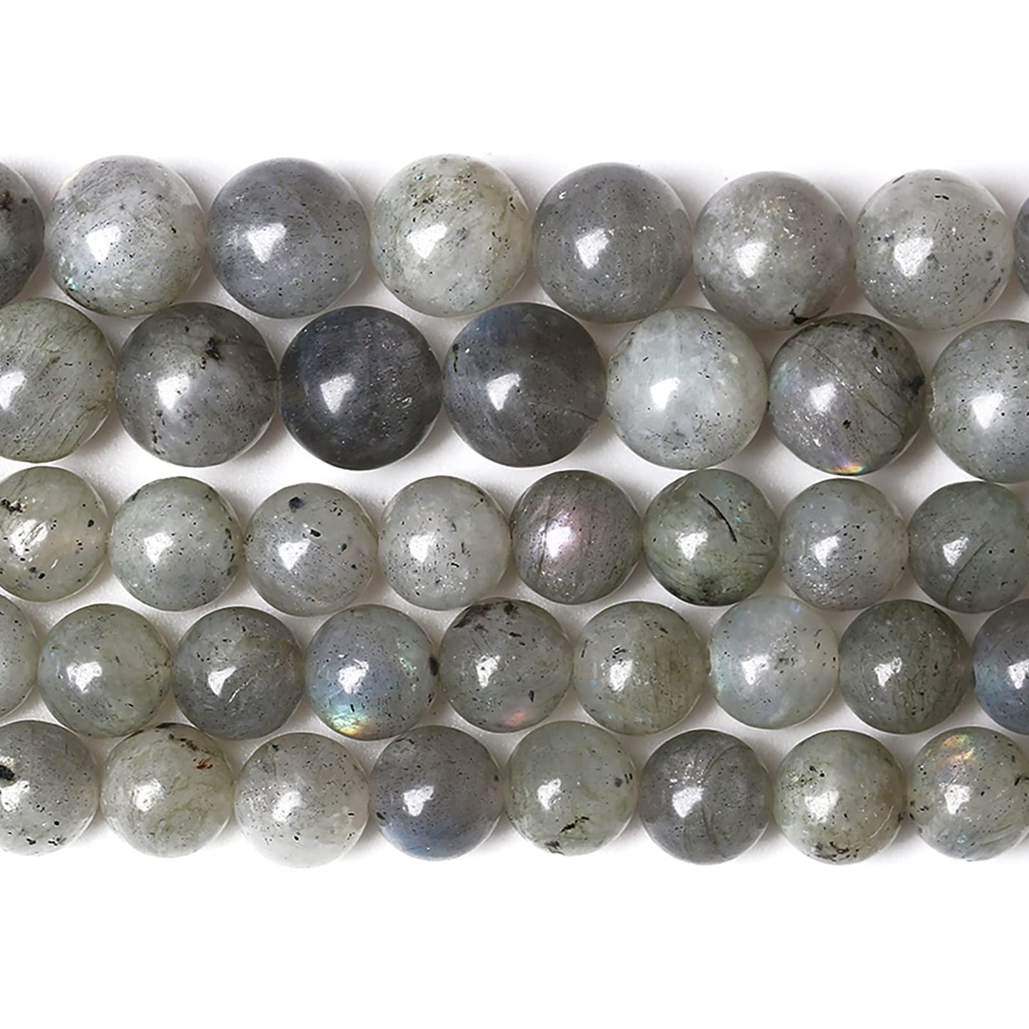 8MM 46PCS Natural Stone Gray Labradorite Larvikite Crystal Beads for Jewelry Making DIY Bracelet