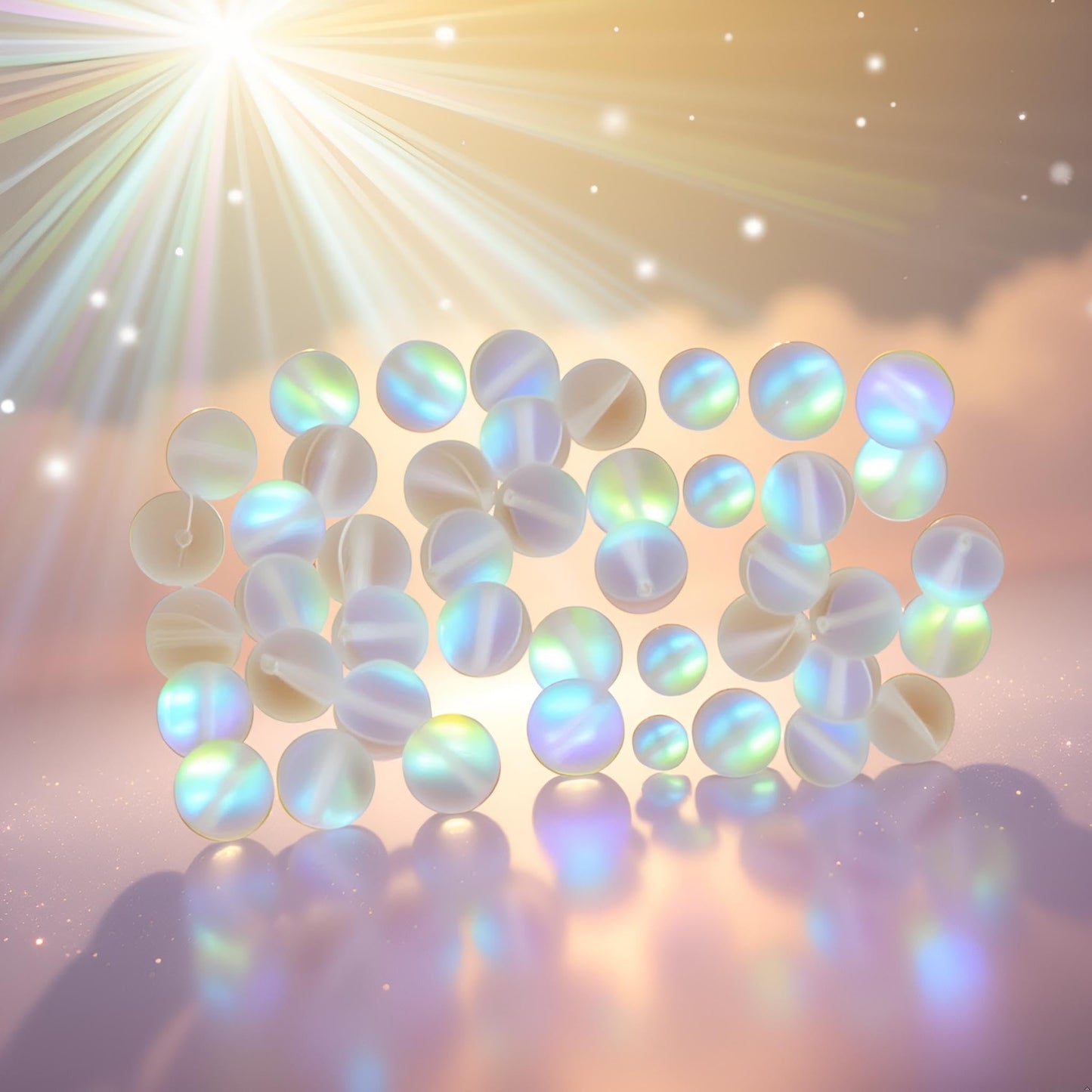 100Pcs 8mm Matte Crystal Glass Beads Mermaid Aurora Beads Moonstone Beads Bead Assortments for Jewelry Making Arts, Crafts