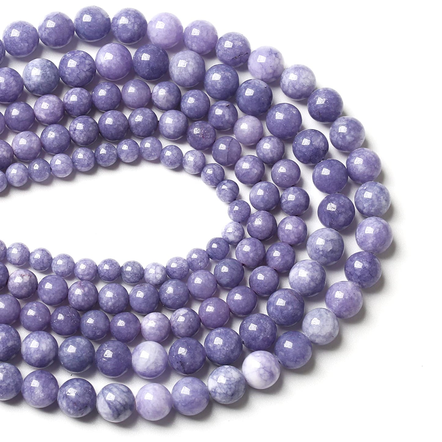 120PCS 6MM Lavender Purple Chalcedony Stone Loose Beads for Jewelry Making DIY Bracelet Necklace