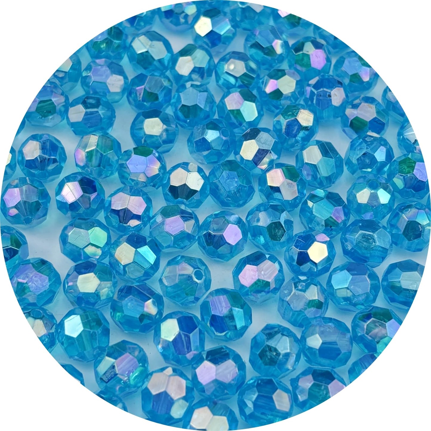 Pinhoollgo 1000pcs 6mm Acrylic Faceted Round Beads AB Colors Glossy Acrylic Beads Round Spacer Beads with Hole for DIY Bracelet Necklace Jewelry Making Supplies Handmade Craft(Lake Blue AB)