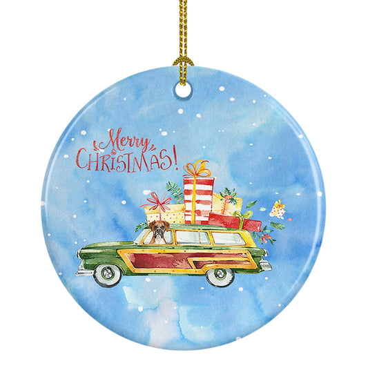 Caroline's Treasures Merry Christmas Boxer Ceramic Ornament Christmas Tree Hanging Decorations for Home Christmas Holiday, Party, Gift, 3 in, Multicolor