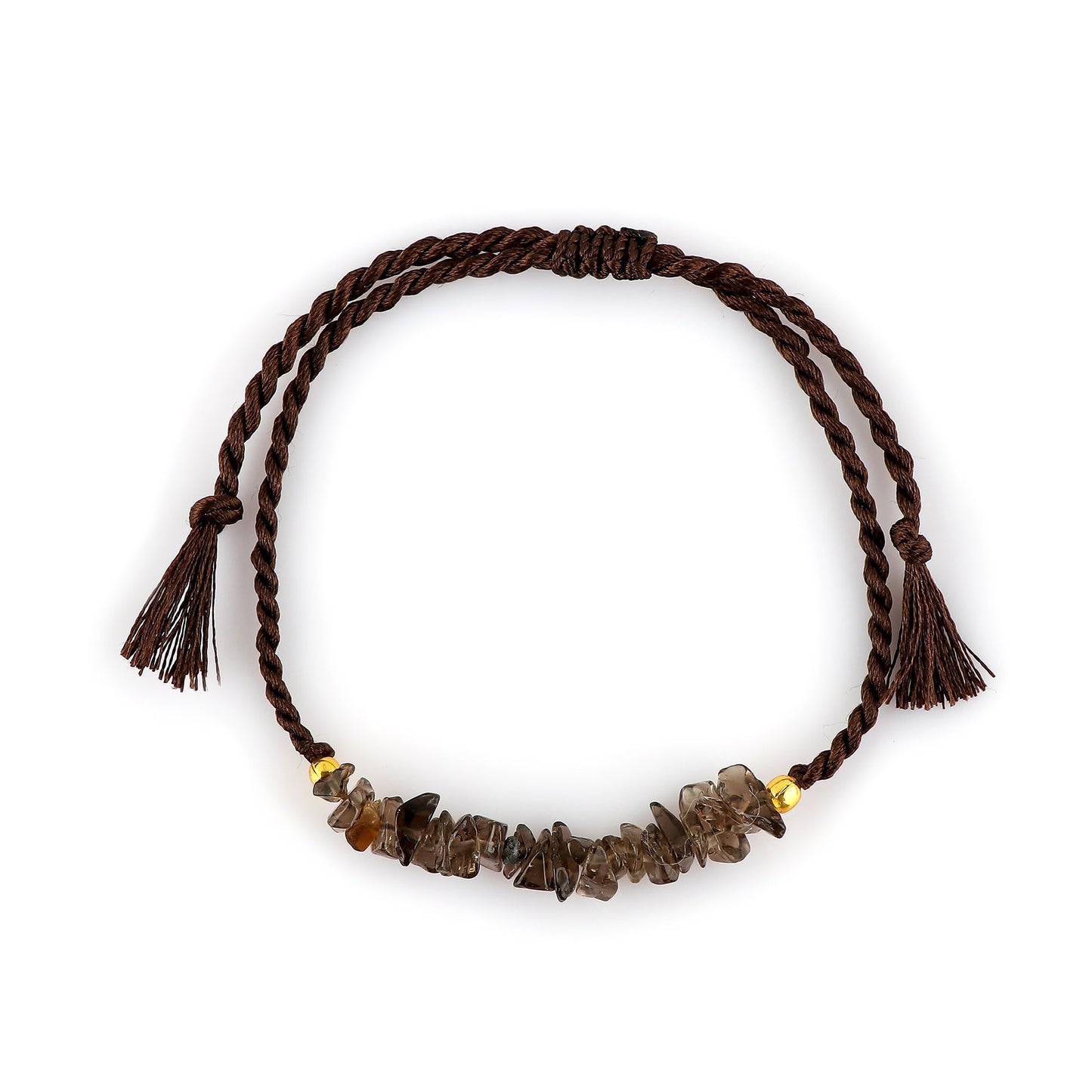 TGH Natural Smoky Quartz Chips Braided Bracelet Healing Birthday Gift for Her Resizable Hand Braid Rope Thread Protection Bracelet for Men Women Gemstone Jewelry Christmas Gift (Smoky Quartz)