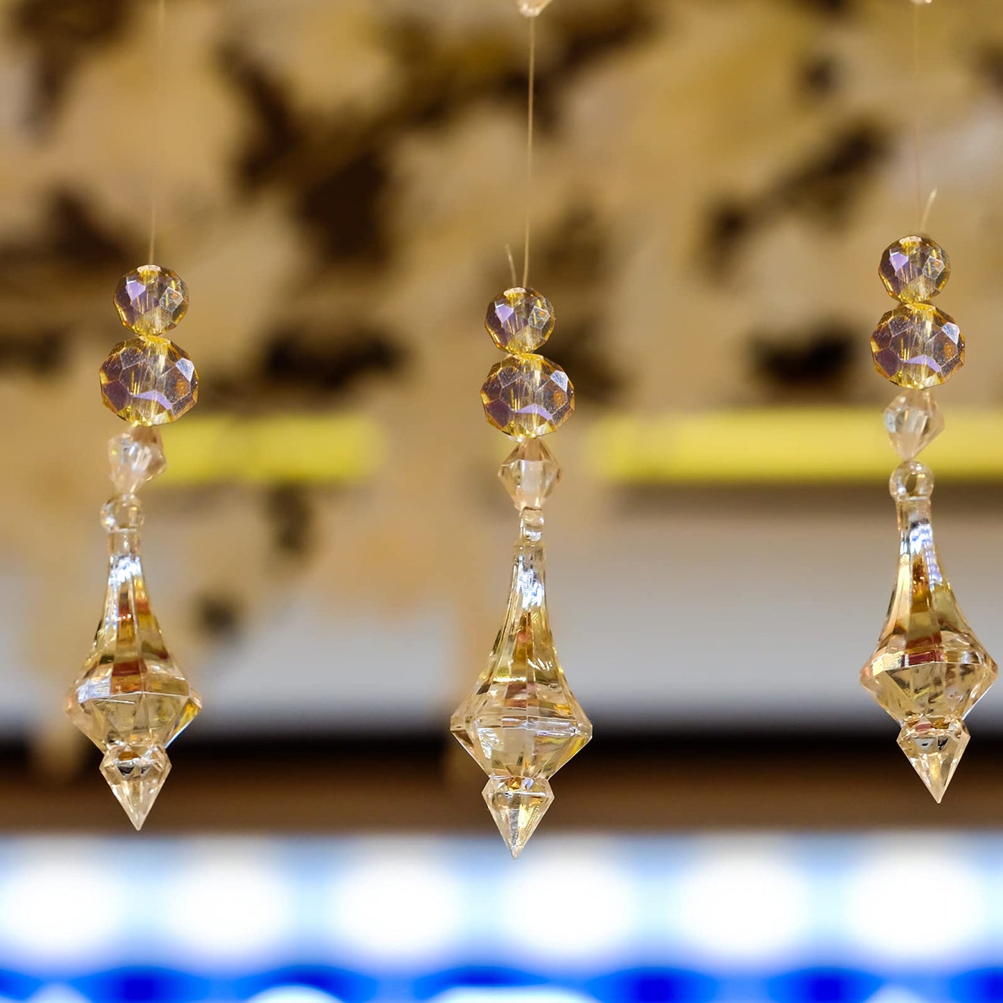 WILLBOND 600 Pcs Crystal Glass Beads for Jewelry Making Bulk Suncatcher Faceted Rondelle Loose Gemstone for Valentine's Day, Irish Holiday, Easter Bracelet DIY Crafts 8mm, 6mm, 4mm(Champagne Gold)