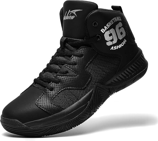 ASHION Kids Basketball Shoes Boys Girls Sneakers Mid-Top Lace Up Cushion Anti Slip Athletic Outdoor Sport Shoes for Unisex-Child