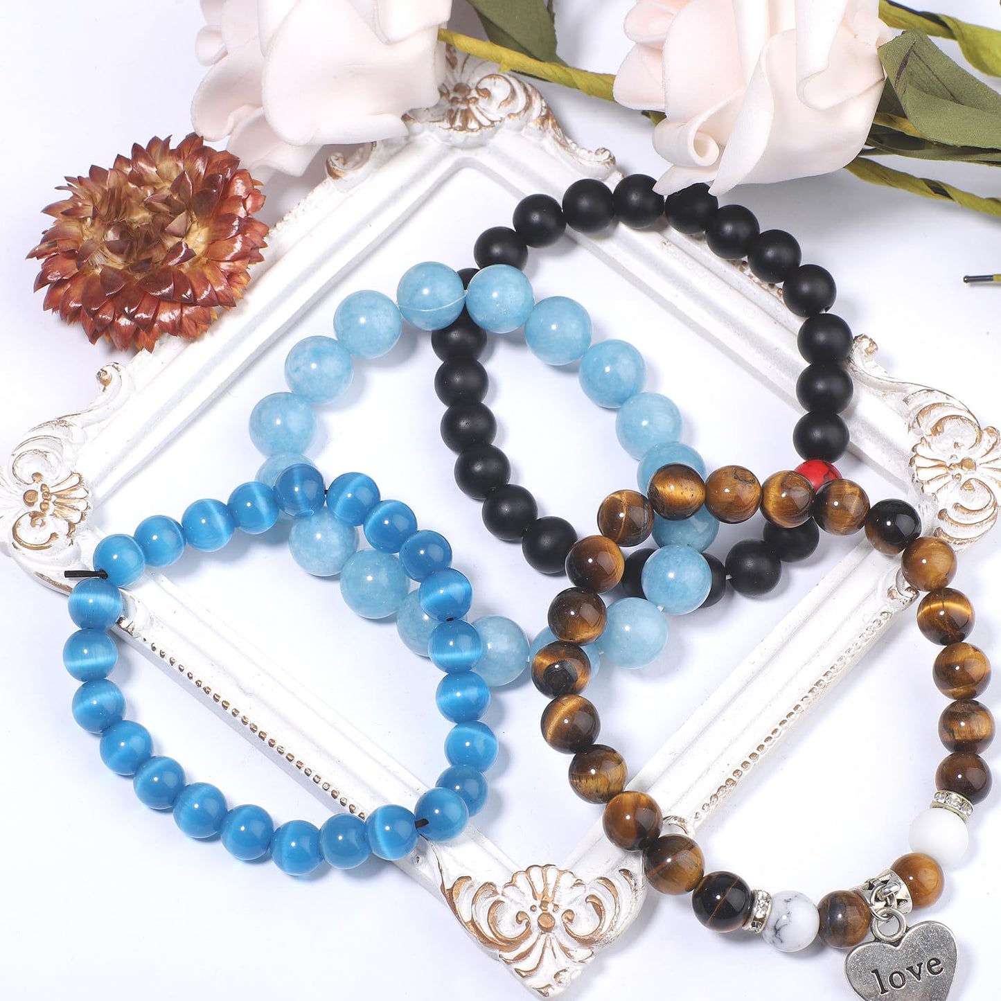 NITOPUPU 100Pcs 10mm Natural Smooth Amethyst Beads Round Loose Stone Beads for Jewerly Making with Crystal Stretch Cord