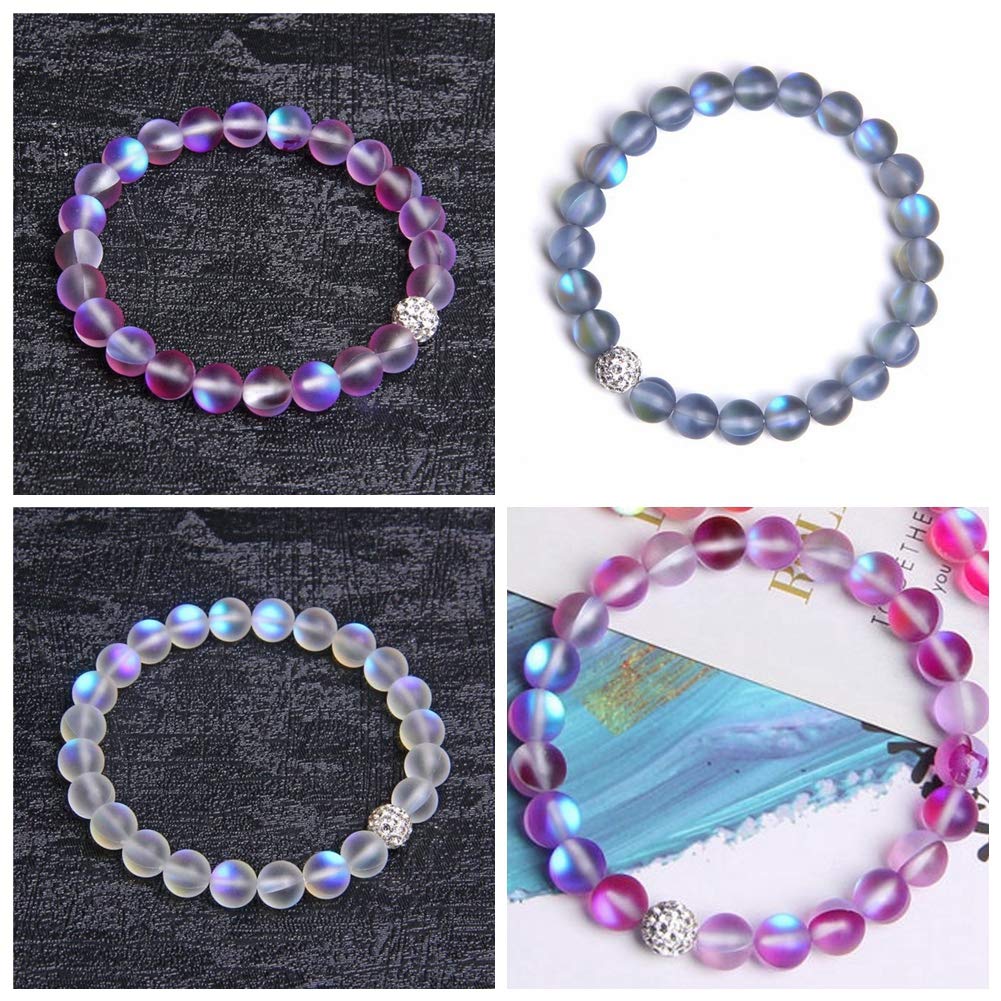 Matte Aurora Crystal Glass Beads Red 100pcs 8mm Flash Glitter Shining Mermaid Round Loose Aura Bead Frosted Moonstone for Jewelry Making (Red, 8mm)