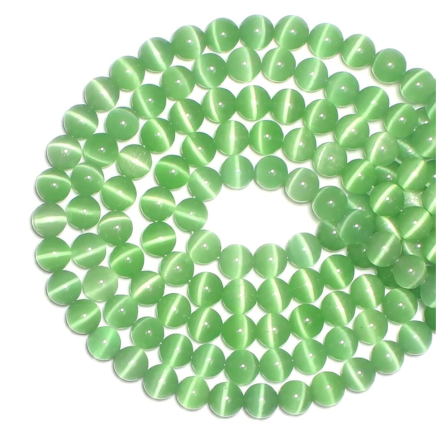 MJDCB 30pcs Light Green Cat Eye Stone Beads 12mm Round Crystal Loose Bead for Jewelry Making DIY Bracelets Necklace