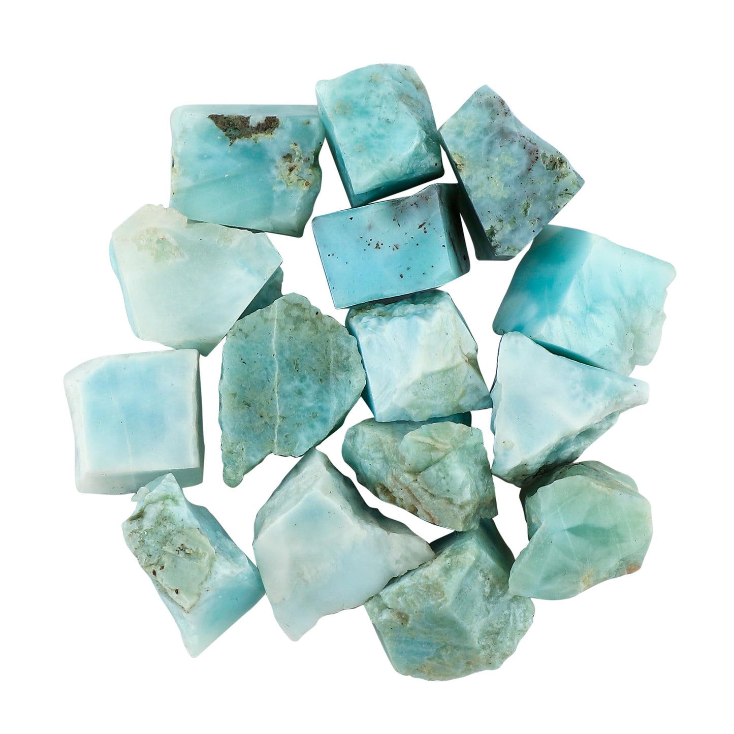 CRYSTALINES 100cts, Wholesale Natural Raw Sky Blue Larimar Gemstone, Pectolite Rough Stone, Bulk Loose Supplies-Jewelry Making, DIY Crafts, Healing Crystals, Birthstone, Gem Collection, 14-16pcs