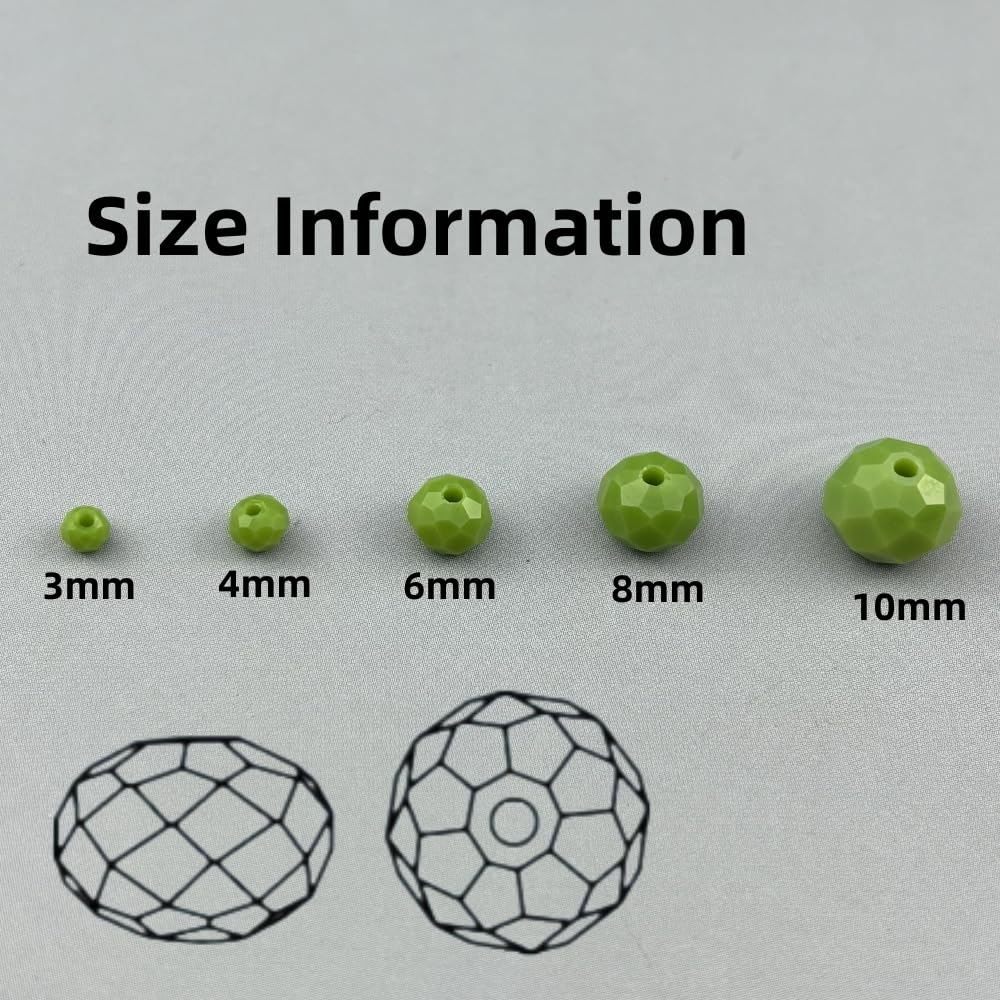 Pinhoollgo 500pcs 3mm Crystal Glass Beads Faceted Rondelle Glass Spacer Beads for Bracelets Necklace Pendants Earrings Key Chains Jewelry Making(Olive Green Porcelain)