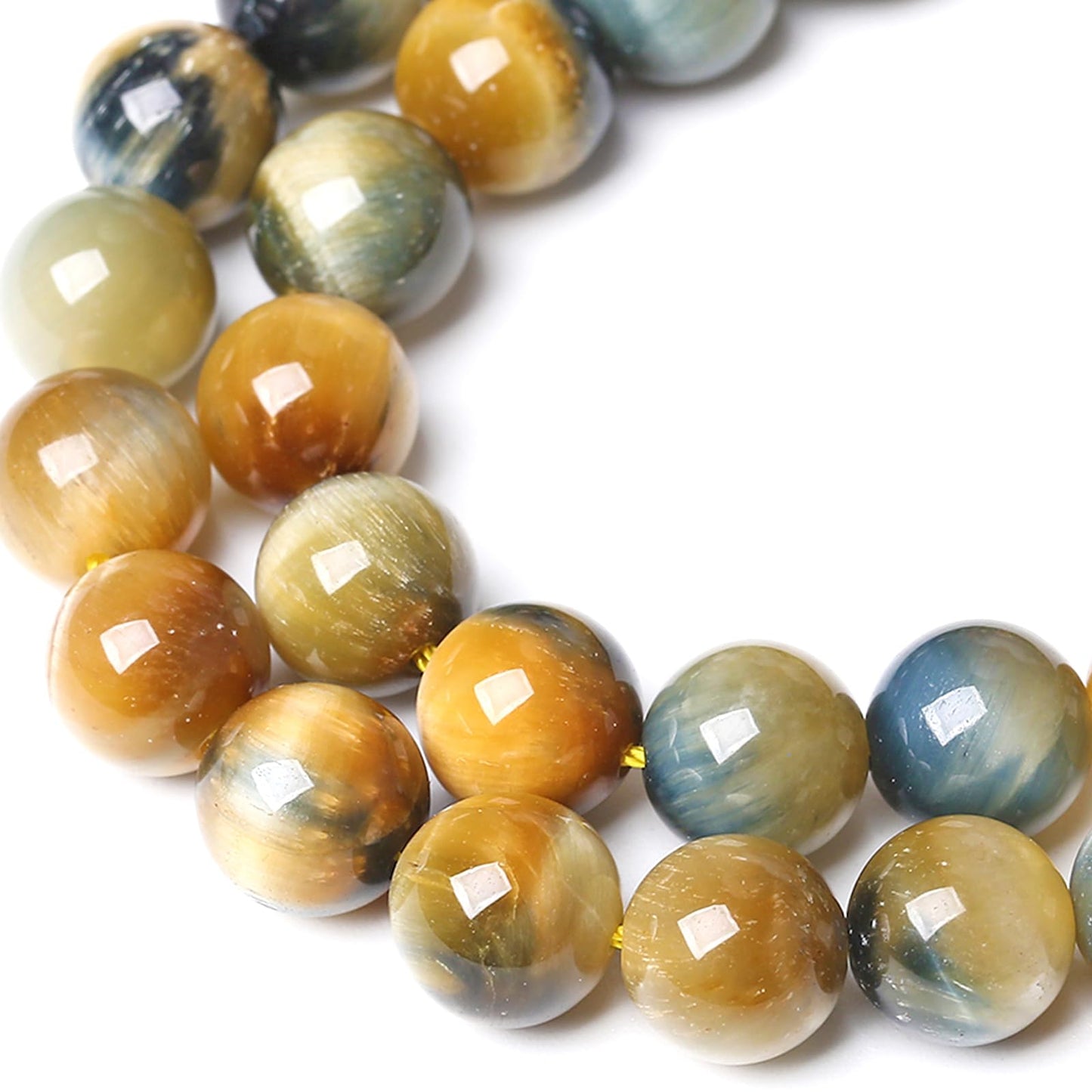 4MM Dream Blue Tiger Eye Stone Beads Natural Gemstone Round Loose Beads for Jewelry Making Bracelet Necklace 180pcs 2 Strands 32"