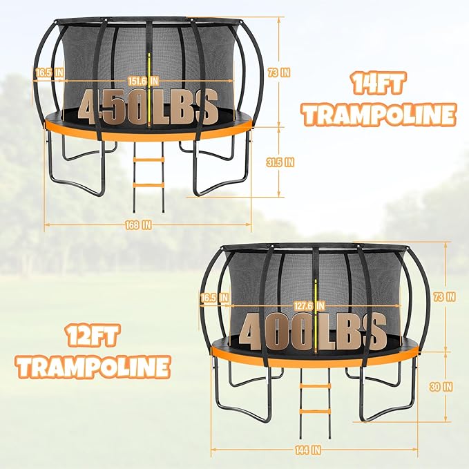 14FT & 16FT Trampoline for Kids & Adults, Big Round Trampoline with Basketball Hoop, Sprinkler & ASTM Certified
