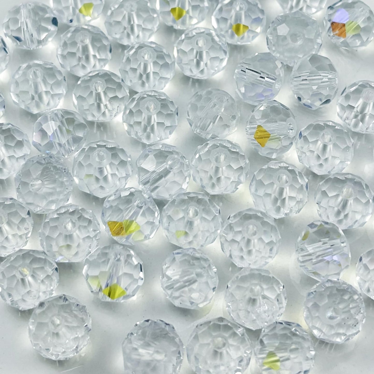 YHYPOCI 100pcs 8mm Crystal Glass Beads for Crafts Faceted Rondelle Glass Beads for Jewelry Making Crystal Spacer Beads for Necklaces Bracelets Earrings DIY Craft(Crystal AB)