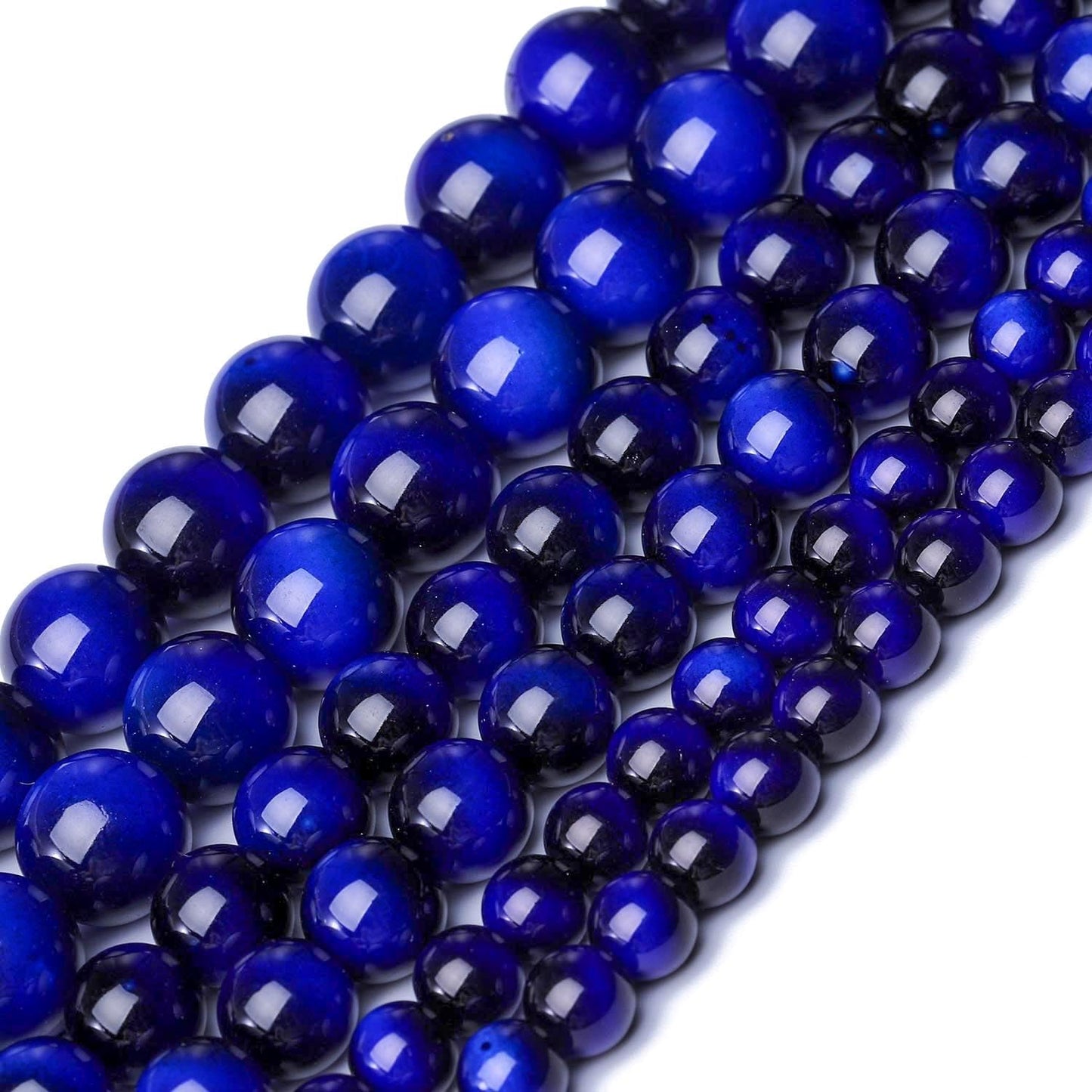 Song Xi 38PCS 10mm Royal Blue Tiger Eye Gemstone Beads for Jewelry Making, Round Smooth Glass Beads for DIY Bracelet Necklace Earring Keychain, Arts and Crafts, for Christmas Wedding Birthday