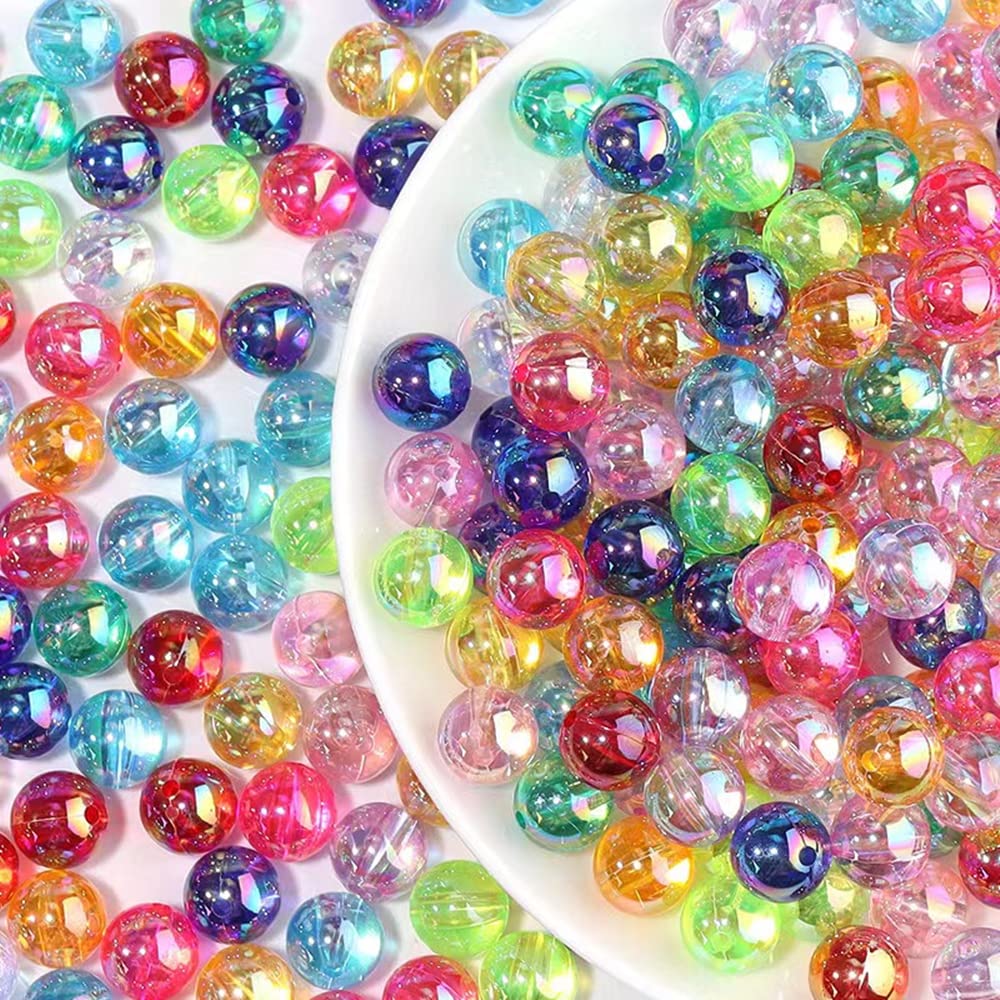300 Pcs 8mm Acrylic Round Beads AB Colors Round Spacer Beads for Earring Bracelet Necklace Key Chains Jewelry DIY Craft Making(Dark Purple AB)