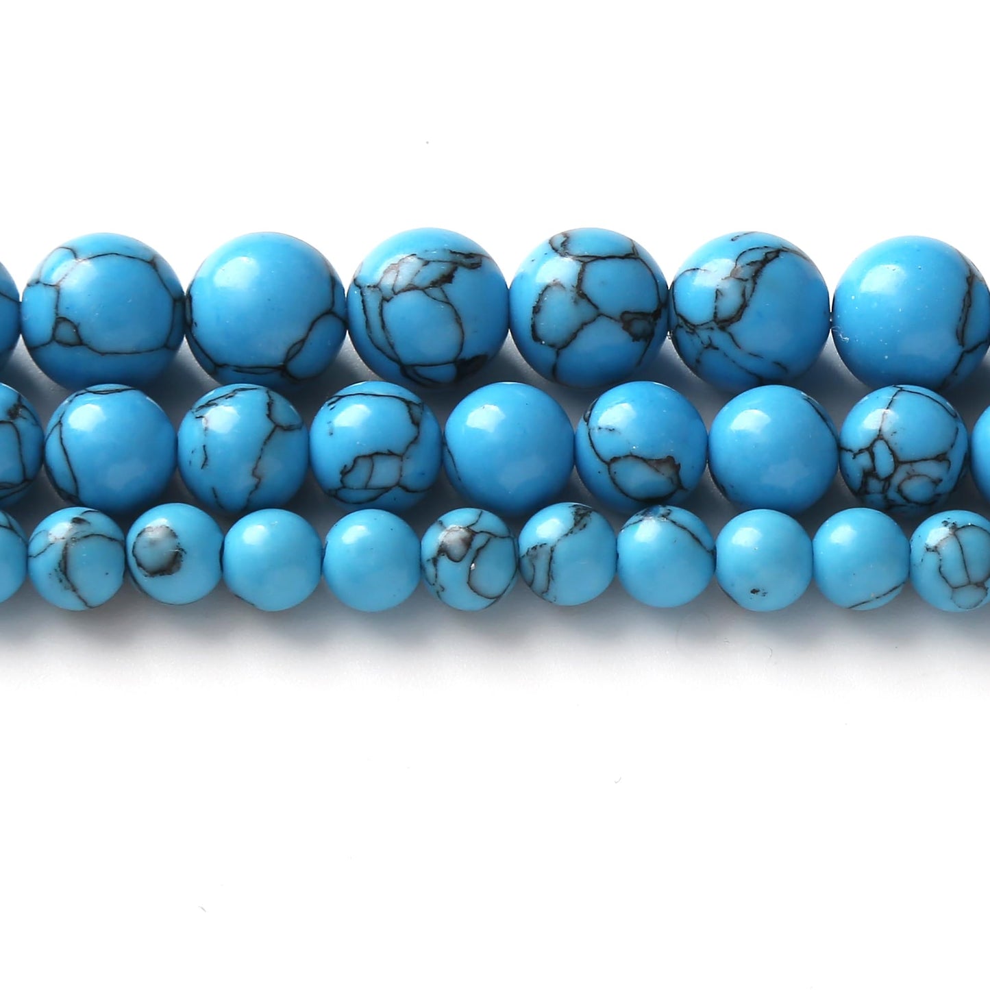 35PCS 10MM Blue Turquoises Round Loose Beads Natural Gemstone Beads for Jewelry Making DIY Bracelet Necklace 15"