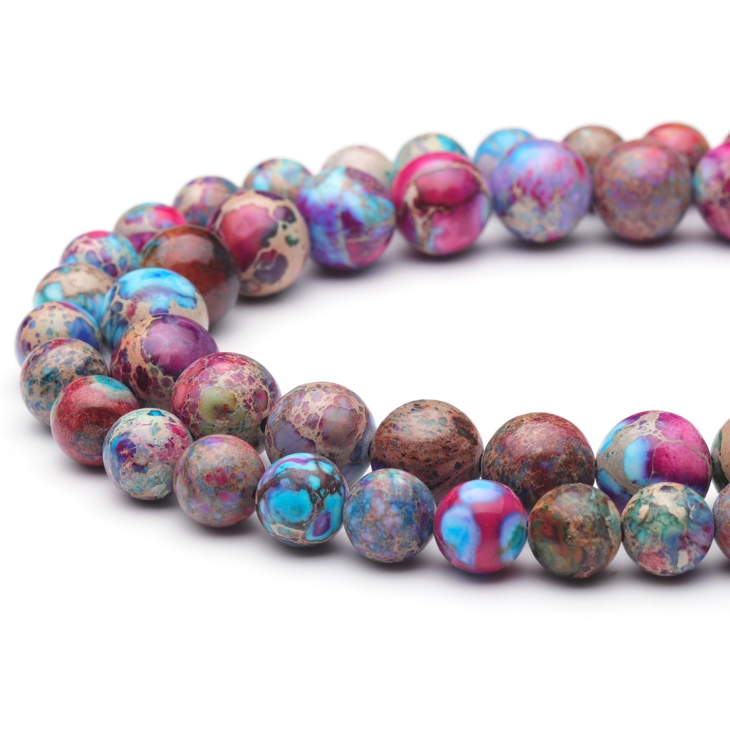 Youngbling Natural Gemstone Beads for Jewelry Making,10mm Purple-red Imperial Jasper Polished Round Smooth Stone,Genuine Real Stone Beads for Bracelet Necklace 15 Inch