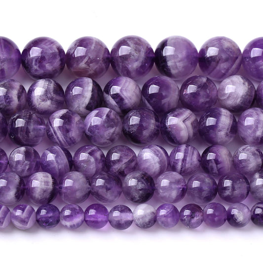 4MM 86PCS Purple Amethyst Dream Lace Beads Natural Quartz Crystal Stone Loose Beads for Jewelry Making DIY Bracelet Grade A+ 15 inches Strand