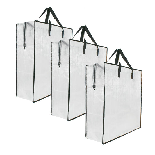 3 Pack Clear Storage Bags with Zipper and Handles, Blanket Bags For Closet Storage, Moving and Packing Supplies for College, Underbed Storage Organizer for Clothes Pillow Bedding Christmas Wreath