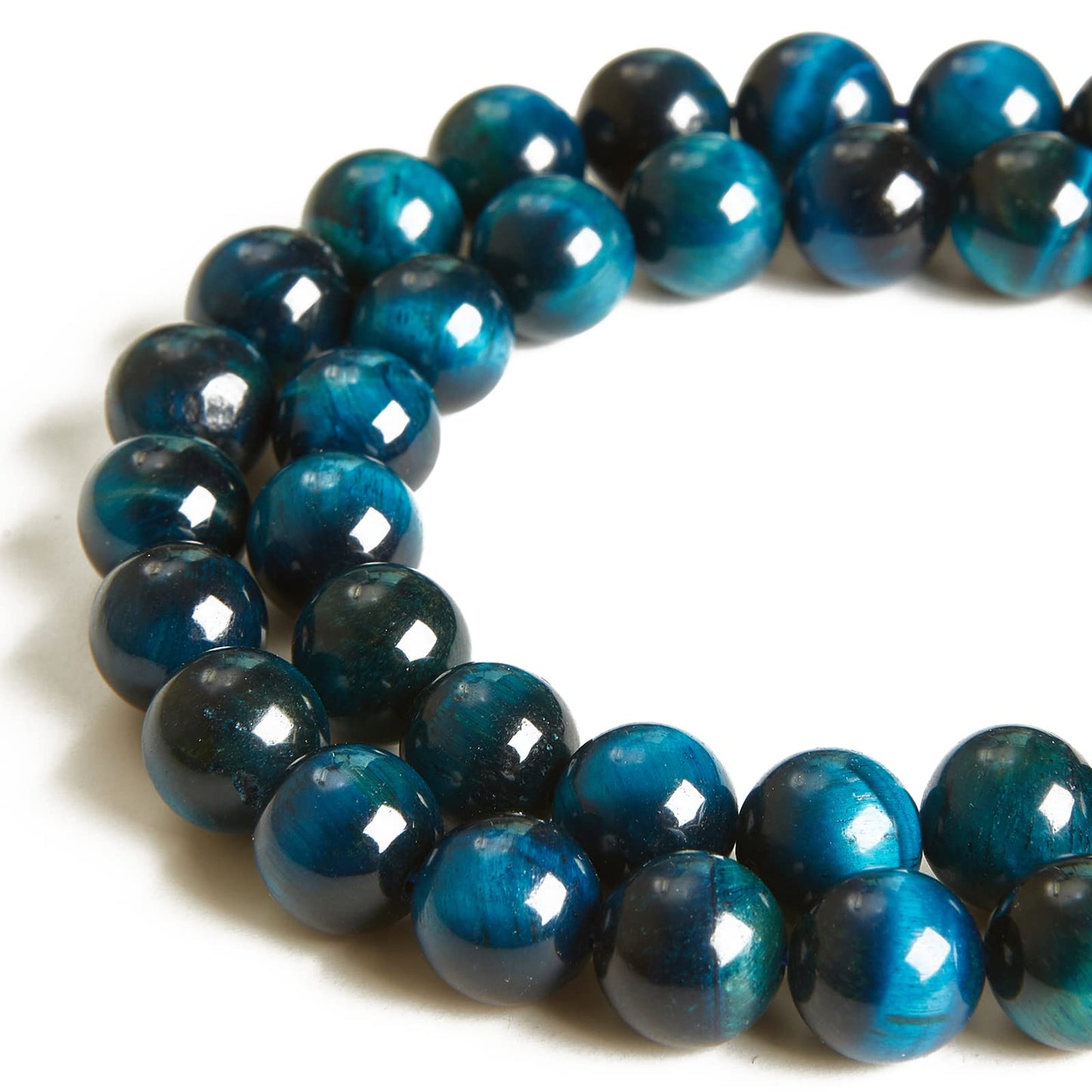 100pcs 10mm Aquamarine Tiger Eye Beads Natural Gemstone Beads Round Loose Beads for Jewelry Making