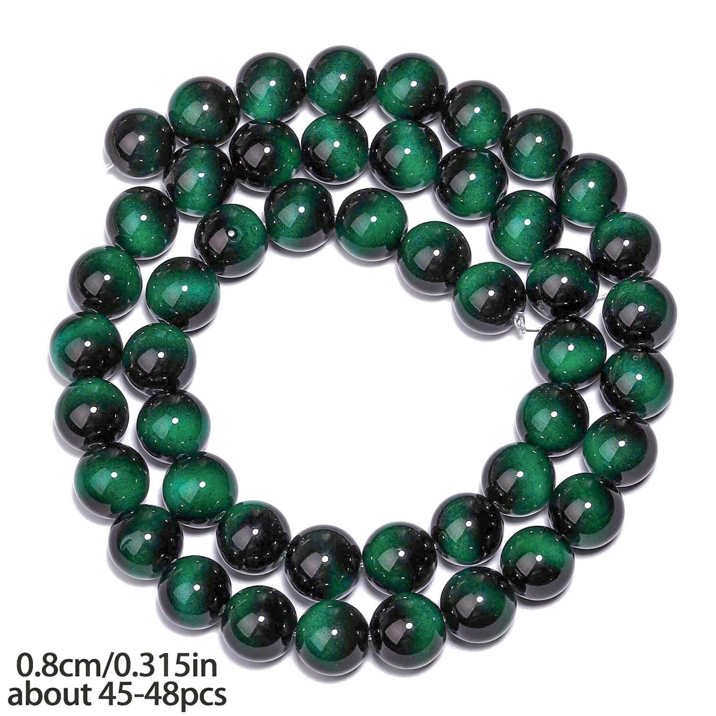 Song Xi 45PCS 8mm Green Tiger Eye Gemstone Beads for Jewelry Making, Round Smooth Glass Beads for DIY Bracelet Necklace Earring Keychain, Arts and Crafts, for for St. Patrick's Day Wedding Birthday