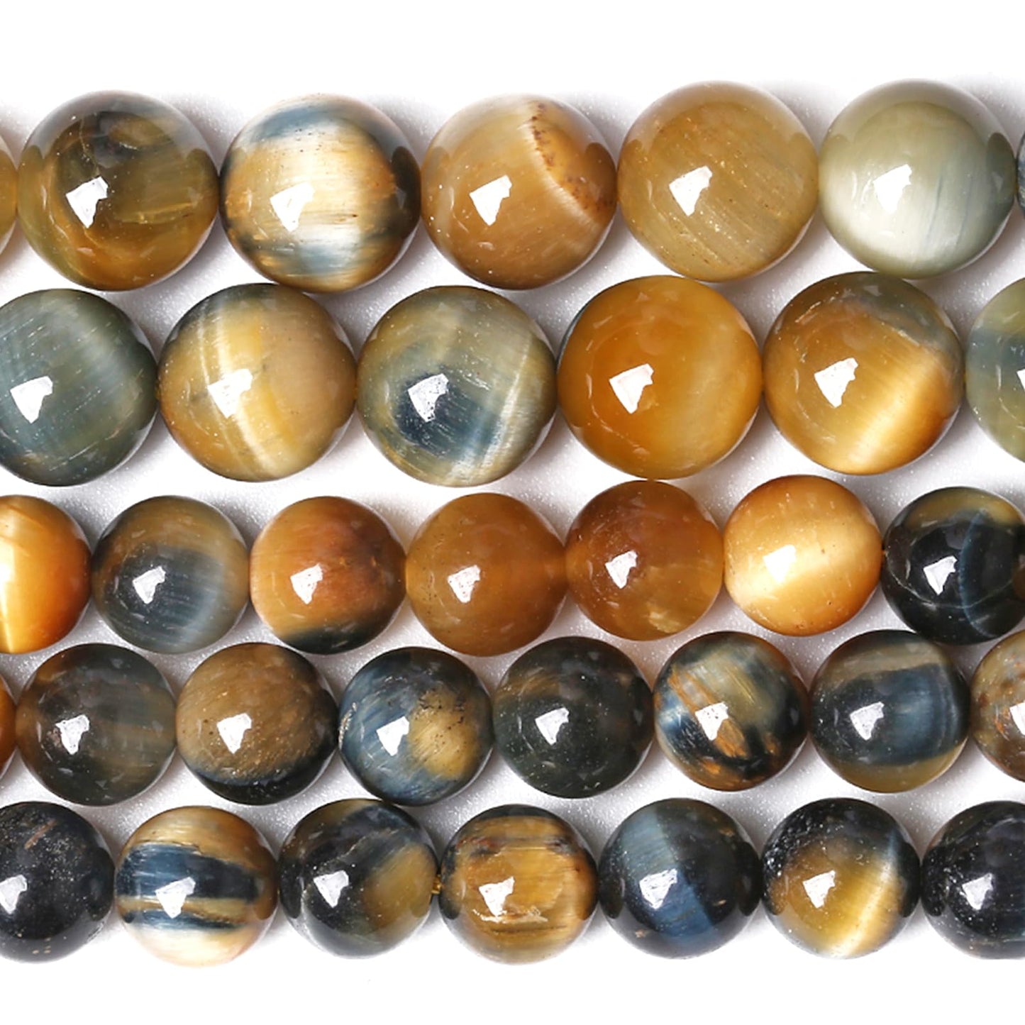 4MM Dream Blue Tiger Eye Stone Beads Natural Gemstone Round Loose Beads for Jewelry Making Bracelet Necklace 180pcs 2 Strands 32"