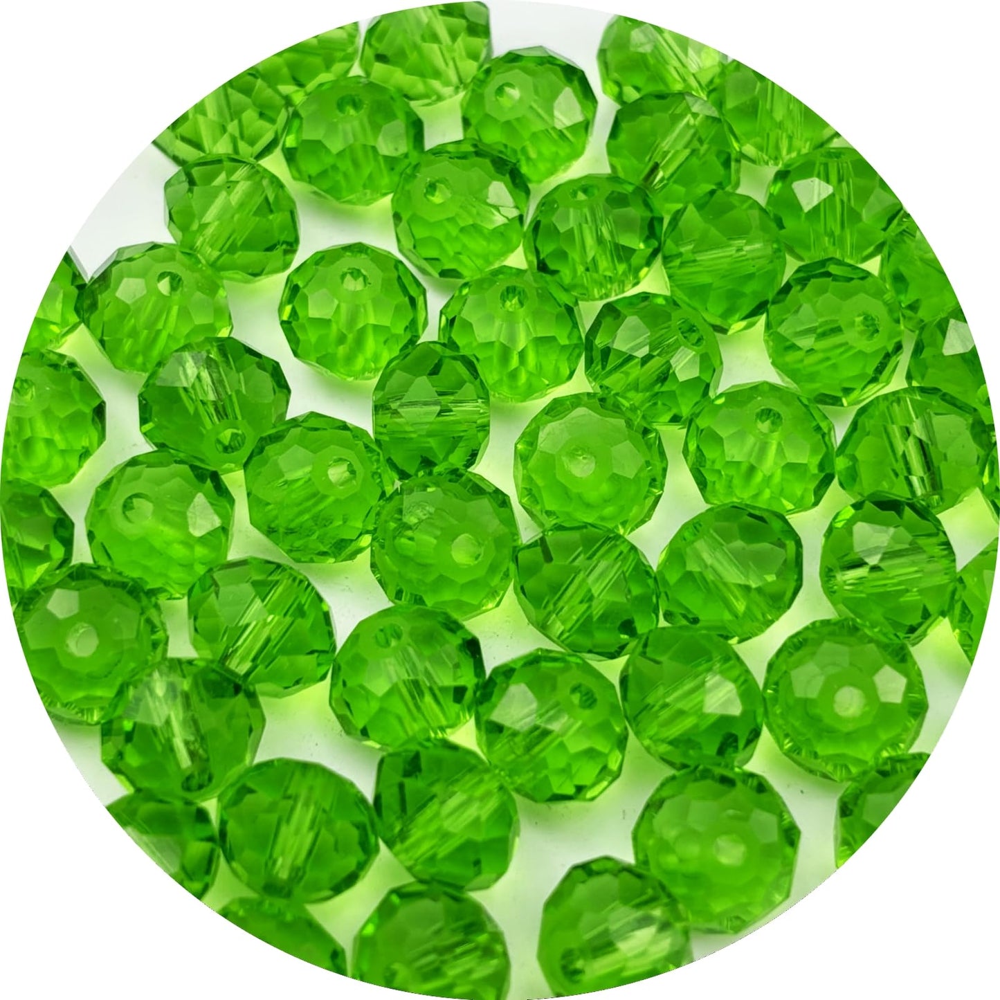 YUEXIGO 60pcs 10mm Crystal Glass Beads for Jewelry Making, Faceted Rondelle Glass Spacer Beads for Wind Chimes Bracelet Earring Necklace DIY Craft(Grass Green)