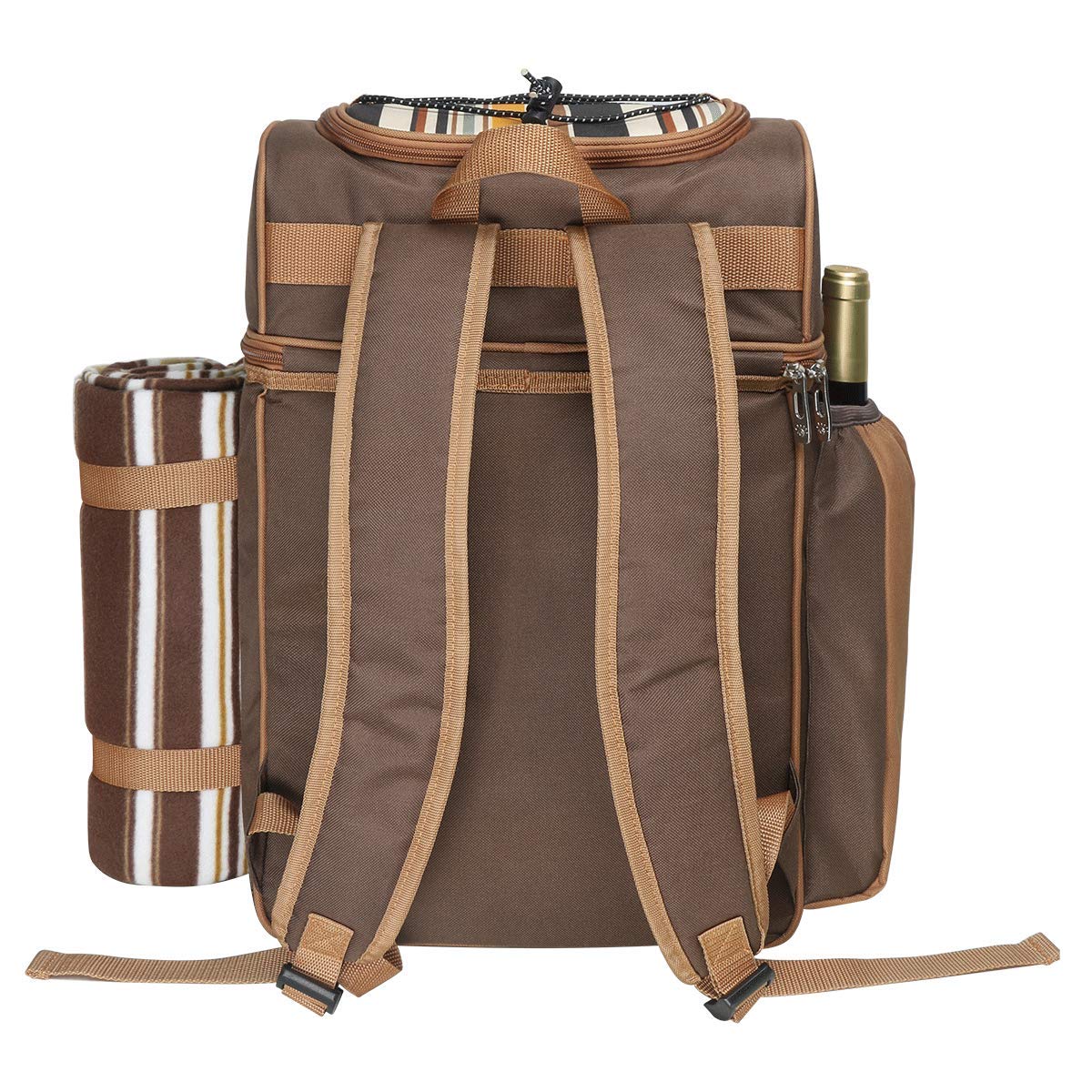 Hap Tim Picnic Basket Backpack for 2 Person with 2 Insulated Cooler Compartment, Wine Holder, Fleece Blanket, Cutlery Set, Wedding Gifts for Couples, Bridal Shower Gifts, Engagement Gifts