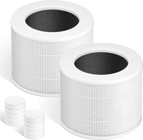 LEVOIT Core Mini Replacement Filter - 3-in-1 High-Efficiency Activated Carbon - 2 Filters & 10 Fragrance Sponges, White