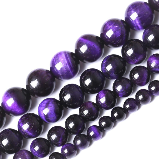 60PCS 6MM AAA Purple Tiger Eye Stone Beads Natural Gemstone Bead Crystal Healing Energy Jewelry Making DIY 15 inches