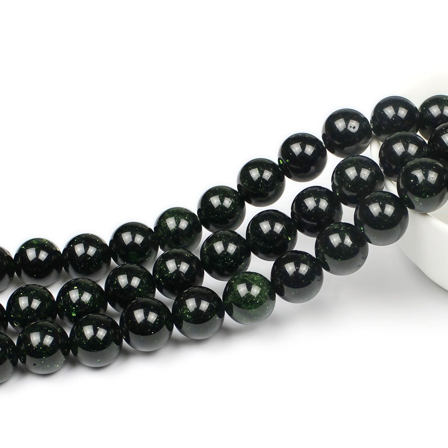 MJDCB Best Sellers Green Sand Stone Round Stone Beads for Jewelry Making DIY Bracelet Necklace (8mm)