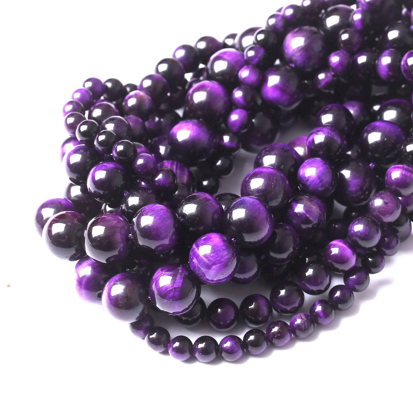 32PCS 12MM AAA Purple Tiger Eye Stone Beads Natural Gemstone Bead Crystal Healing Energy Jewelry Making DIY 15 inches