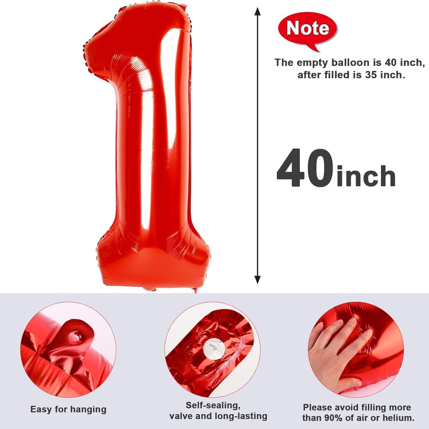 Numbers Balloons 40 Inch Red - 18th Birthday Party Decoration for Men & Women | Big Foil Balloon