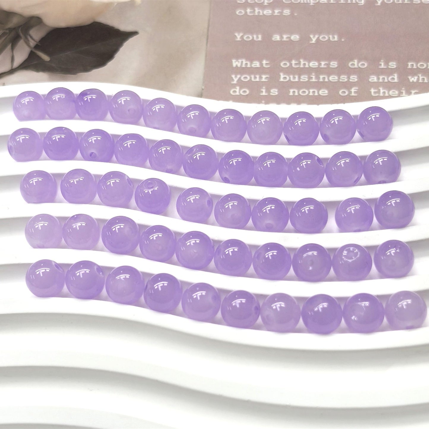 200PCS Glass Beads 8mm Glass Beads for Bracelets Necklaces Jewelry Making DIY Crafts (Light Purple)