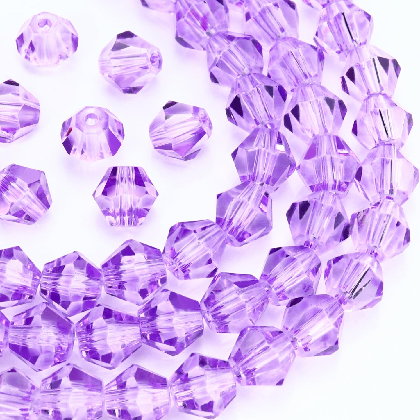 Dowarm 250PCS 6MM Faceted Bicone Crystal Beads for Crafts, Jewelry Making, DIY Bracelet, Necklace, Dolls, Wine Charms, Wind Chimes, Suncatchers, Loose Spacer Glass Beads, Crystal Purple