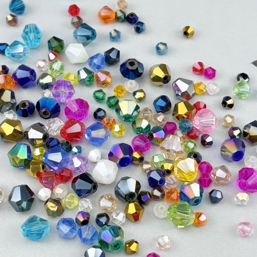 Pinhoollgo 500pcs 4mm Bicone Crystal Glass Beads Faceted Bicone Crystal Beads Bulk Glass Spacer Beads for Bracelets Necklace Pendants Earrings DIY Jewelry Craft Making(Peacock Green AB)