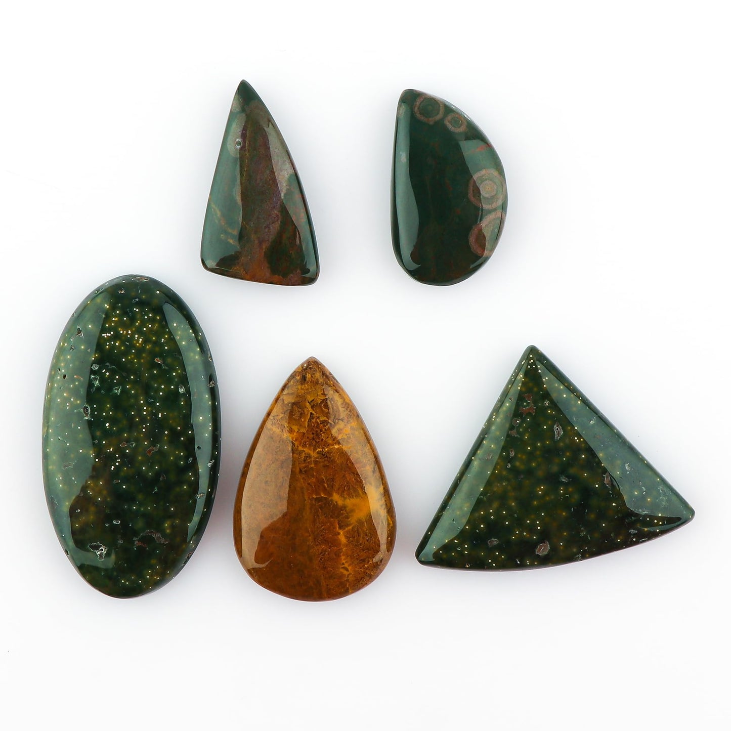 CRYSTALIS 5pcs, 20mm+ Natural Ocean Jasper Loose Gemstone Wholesale Bulk Cabochons Jewelry Making Supply, Chakra & Healing Polished Stones, Wire Wrapping, DIY, Gem Collection