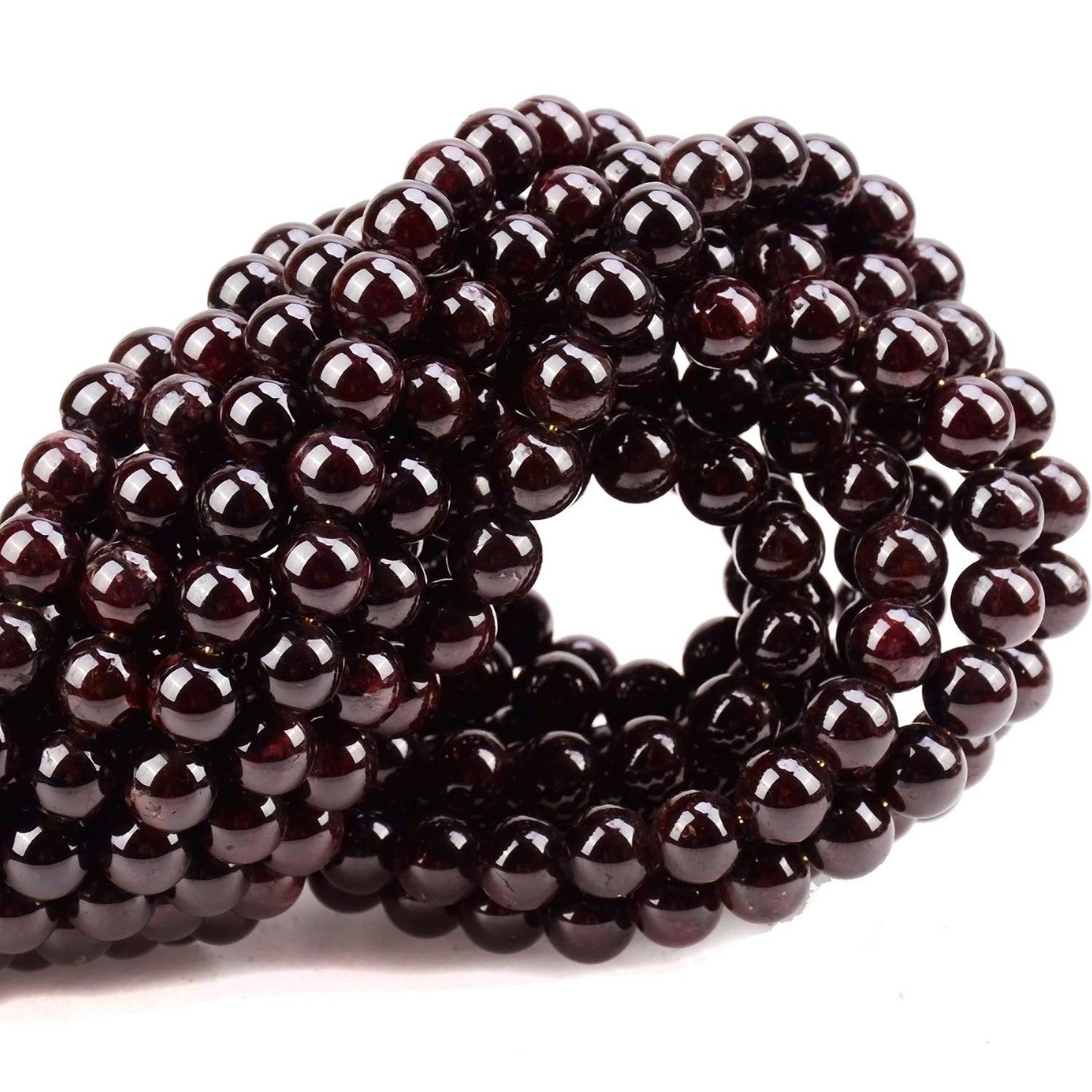100Pcs Natural Crystal Beads Stone Gemstone Round Loose Energy Healing Beads with Free Crystal Stretch Cord for Jewelry Making (Garnet, 8MM)